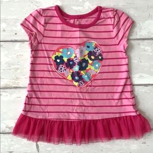 Girls 2T Pink Flower Shirt 1989 Place Tulle Peplum Top Shirt Sleeves